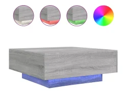New Mesa de centro com luzes LED 80x80x31 cm sonoma PT777117 Cinzento