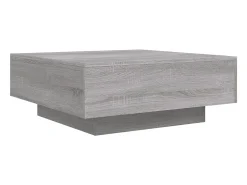 New Mesa de centro com luzes LED 80x80x31 cm sonoma PT777117 Cinzento