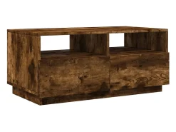 Mesa de centro com luzes LED 90x49x40 cm carvalho fumado PT433537^ Mesa De Centro