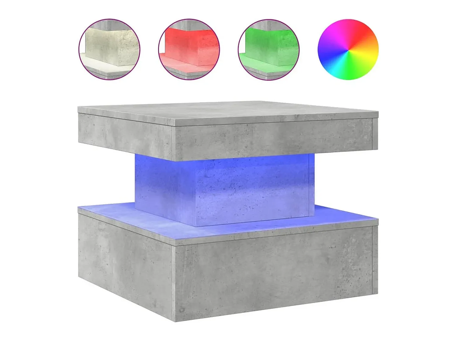 Mesa De Centro| Mesa de centro com luzes LED 50x50x40 cm cimento PT138898 Cinzento