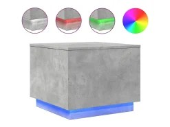 Mesa De Centro* Mesa de centro com luzes LED 50x50x40 cm cimento PT845974 Cinzento