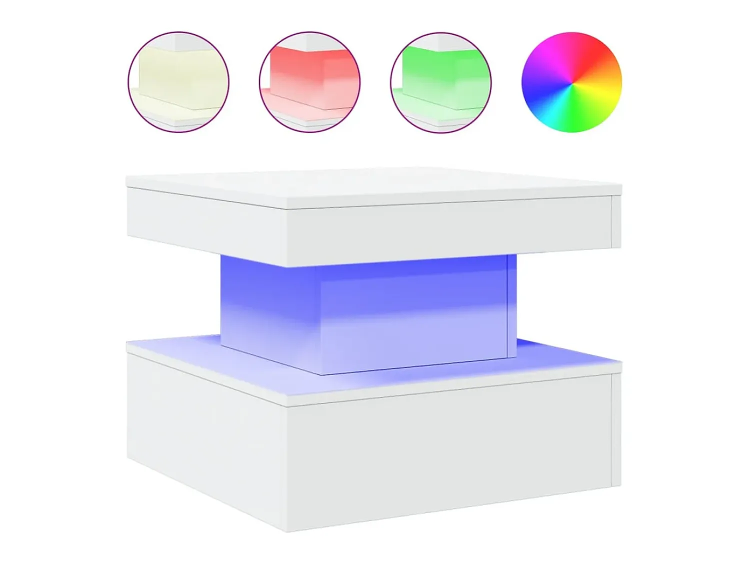 Mesa De Centro|vidaxl Mesa de centro com luzes LED 50x50x40 cm Branco