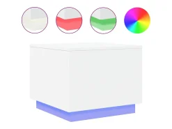 Mesa De Centro| Mesa de centro com luzes LED 50x50x40 cm PT426564 Branco