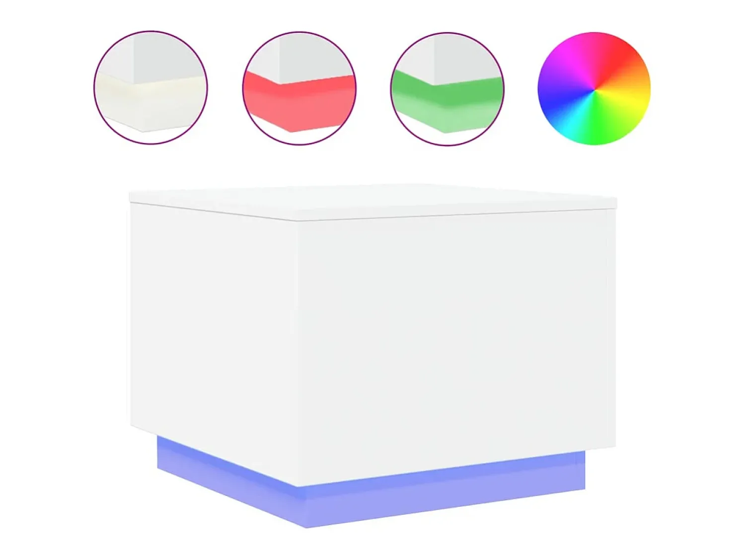 Mesa De Centro| Mesa de centro com luzes LED 50x50x40 cm PT426564 Branco