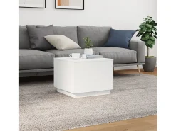 Mesa De Centro| Mesa de centro com luzes LED 50x50x40 cm PT426564 Branco