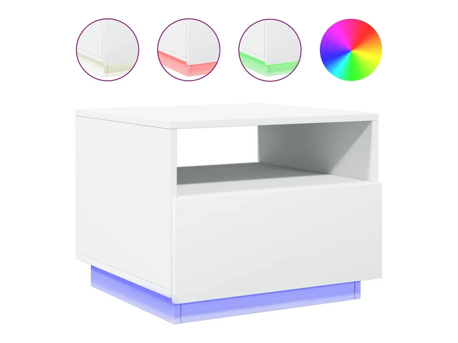 Best Mesa de centro com luzes LED 50x49x40 cm PT705864 Branco