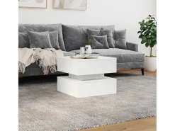 Mesa De Centro| Mesa de centro com luzes LED 50x50x40 cm PT748366 Branco
