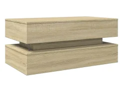 Mesa De Centro|vidaxl Mesa de centro com luzes LED 90x50x40 cm carvalho sonoma Natural claro