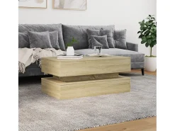 Mesa De Centro|vidaxl Mesa de centro com luzes LED 90x50x40 cm carvalho sonoma Natural claro