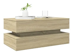 Mesa De Centro|vidaxl Mesa de centro com luzes LED 90x50x40 cm carvalho sonoma Natural claro