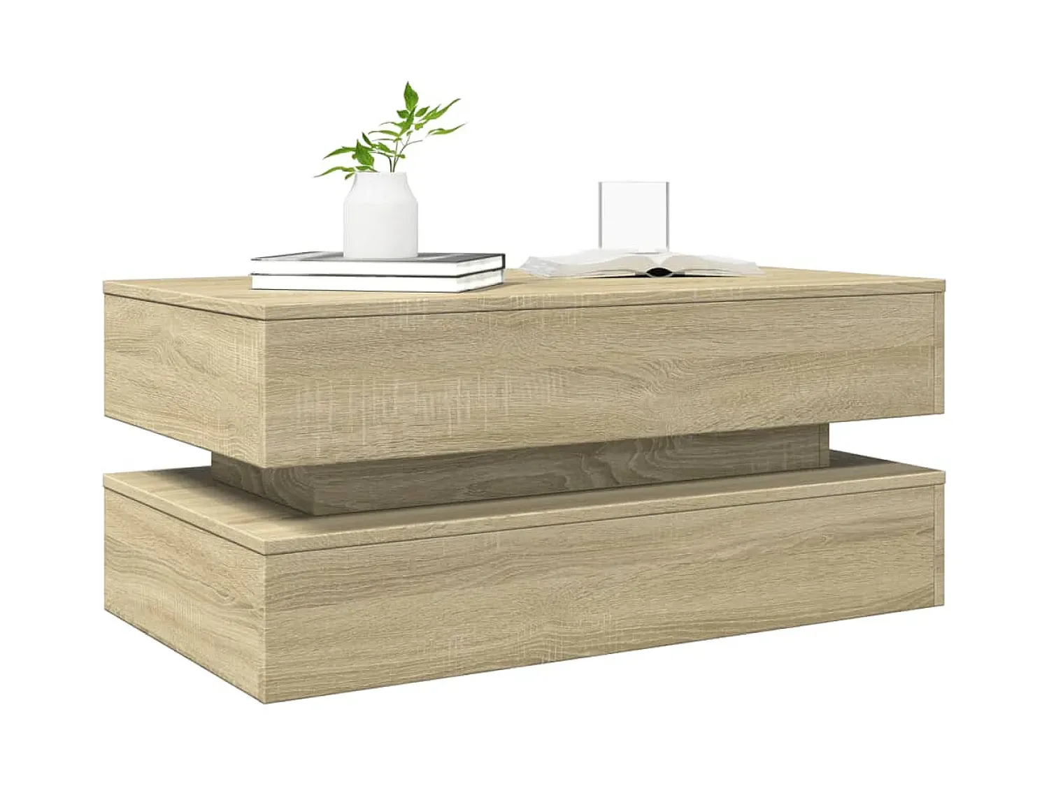 Mesa De Centro|vidaxl Mesa de centro com luzes LED 90x50x40 cm carvalho sonoma Natural claro