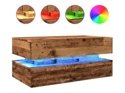 vidaxl Mesa de centro com luzes LED 90x50x40 cm madeira velha^ Mesa De Centro