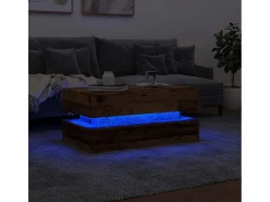 vidaxl Mesa de centro com luzes LED 90x50x40 cm madeira velha^ Mesa De Centro