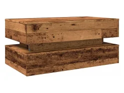 vidaxl Mesa de centro com luzes LED 90x50x40 cm madeira velha^ Mesa De Centro