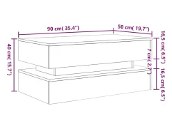 vidaxl Mesa de centro com luzes LED 90x50x40 cm madeira velha^ Mesa De Centro