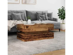 vidaxl Mesa de centro com luzes LED 90x50x40 cm madeira velha^ Mesa De Centro