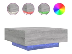 vidaxl Mesa de centro com luzes LED 80x80x31 cm sonoma^ Mesa De Centro