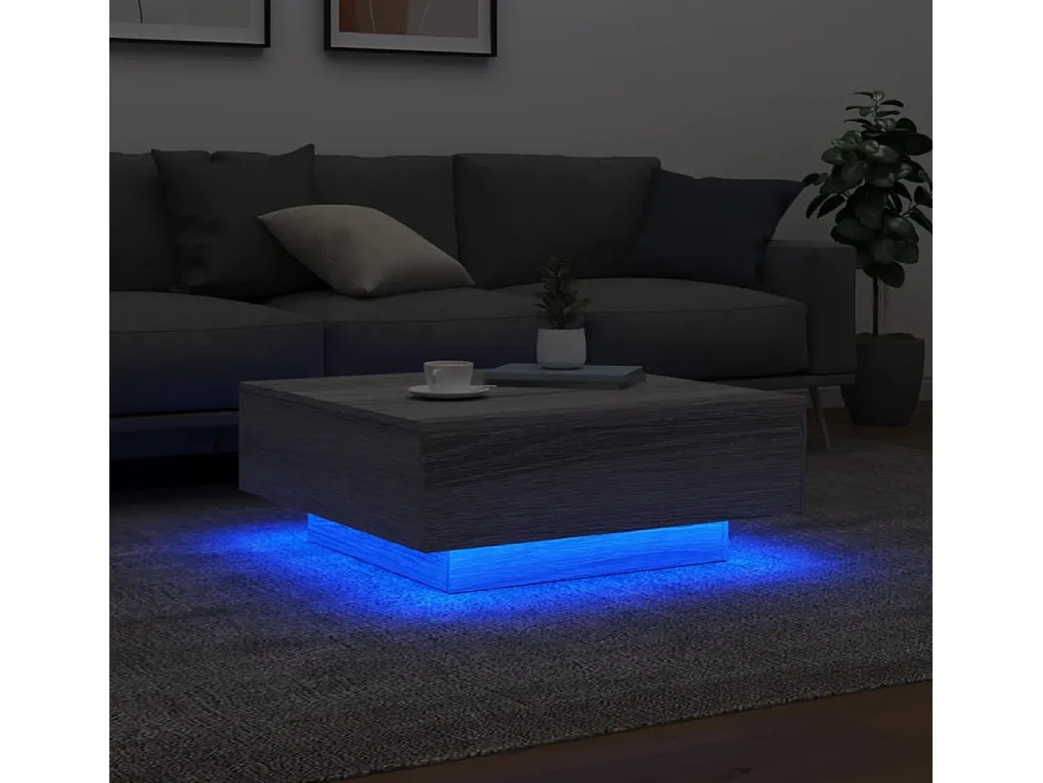 vidaxl Mesa de centro com luzes LED 80x80x31 cm sonoma^ Mesa De Centro