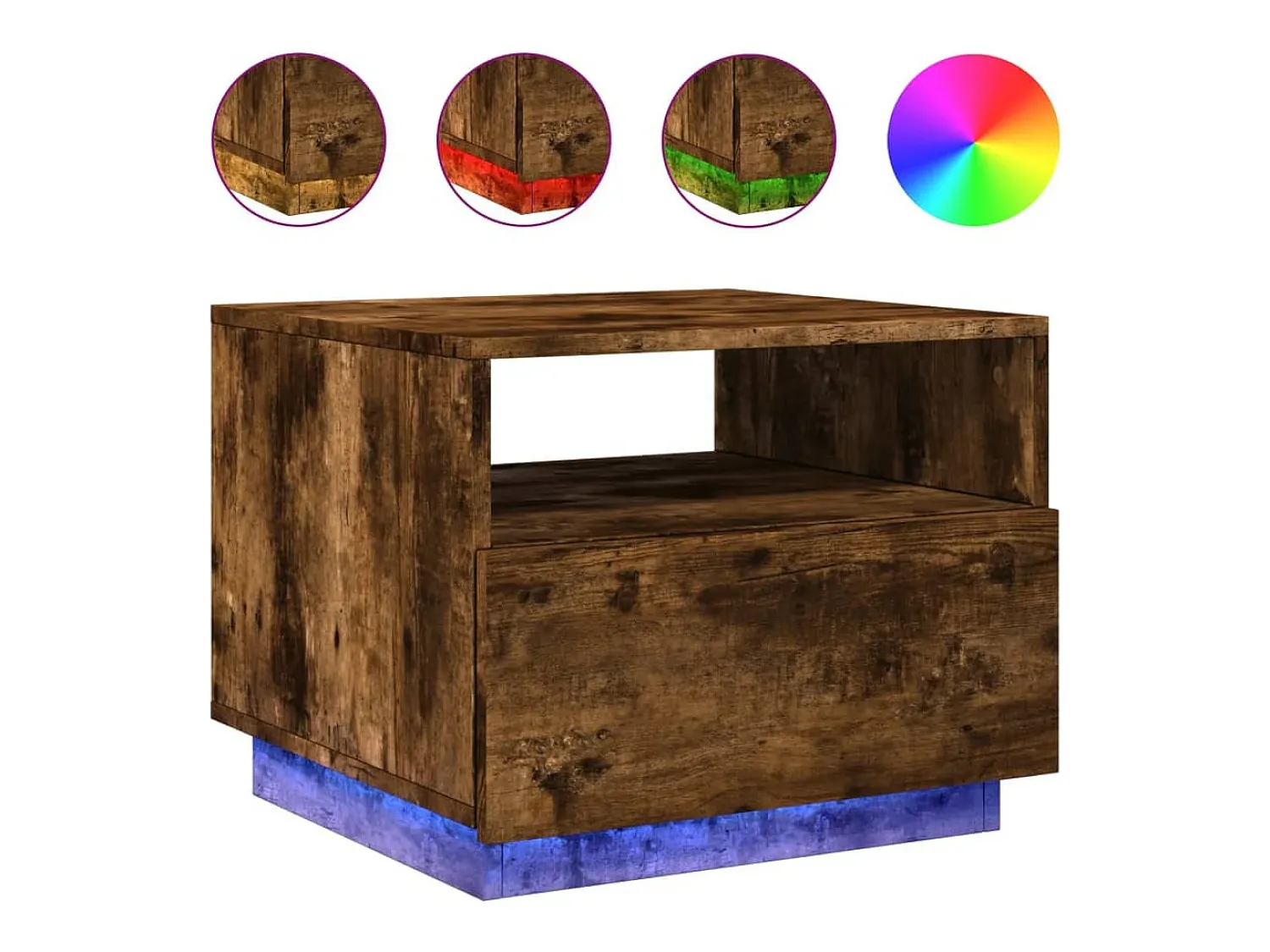 Mesa de centro com luzes LED 50x49x40 cm carvalho fumado PT975051^ Mesa De Centro
