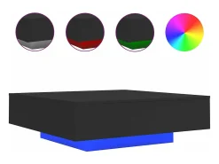 Mesa De Centro| Mesa de centro com luzes LED 100x100x31 cm PT535068 Preto