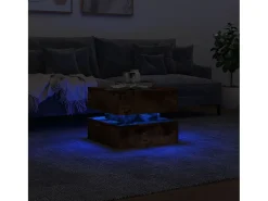 Mesa De Centro| Mesa de centro com luzes LED 50x50x40 cm carvalho fumado PT886535 Castanho