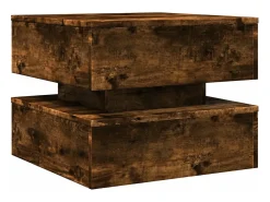 Mesa De Centro| Mesa de centro com luzes LED 50x50x40 cm carvalho fumado PT886535 Castanho