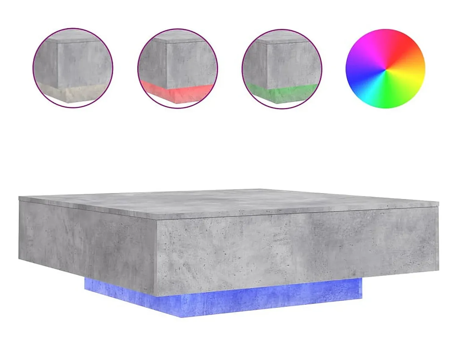 Online Mesa de centro com luzes LED 100x100x31 cm cimento PT969960 Cinzento