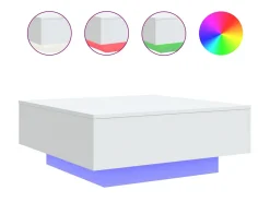 Mesa De Centro| Mesa de centro com luzes LED 80x80x31cm PT276648 Branco