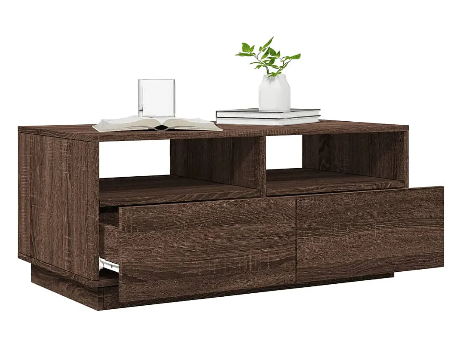 Mesa De Centro* Mesa de centro com luzes LED 90x49x40 cm carvalho PT145224 Castanho