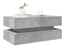 Sale vidaxl Mesa de centro com luzes LED 90x50x40 cm cimento Cinzento