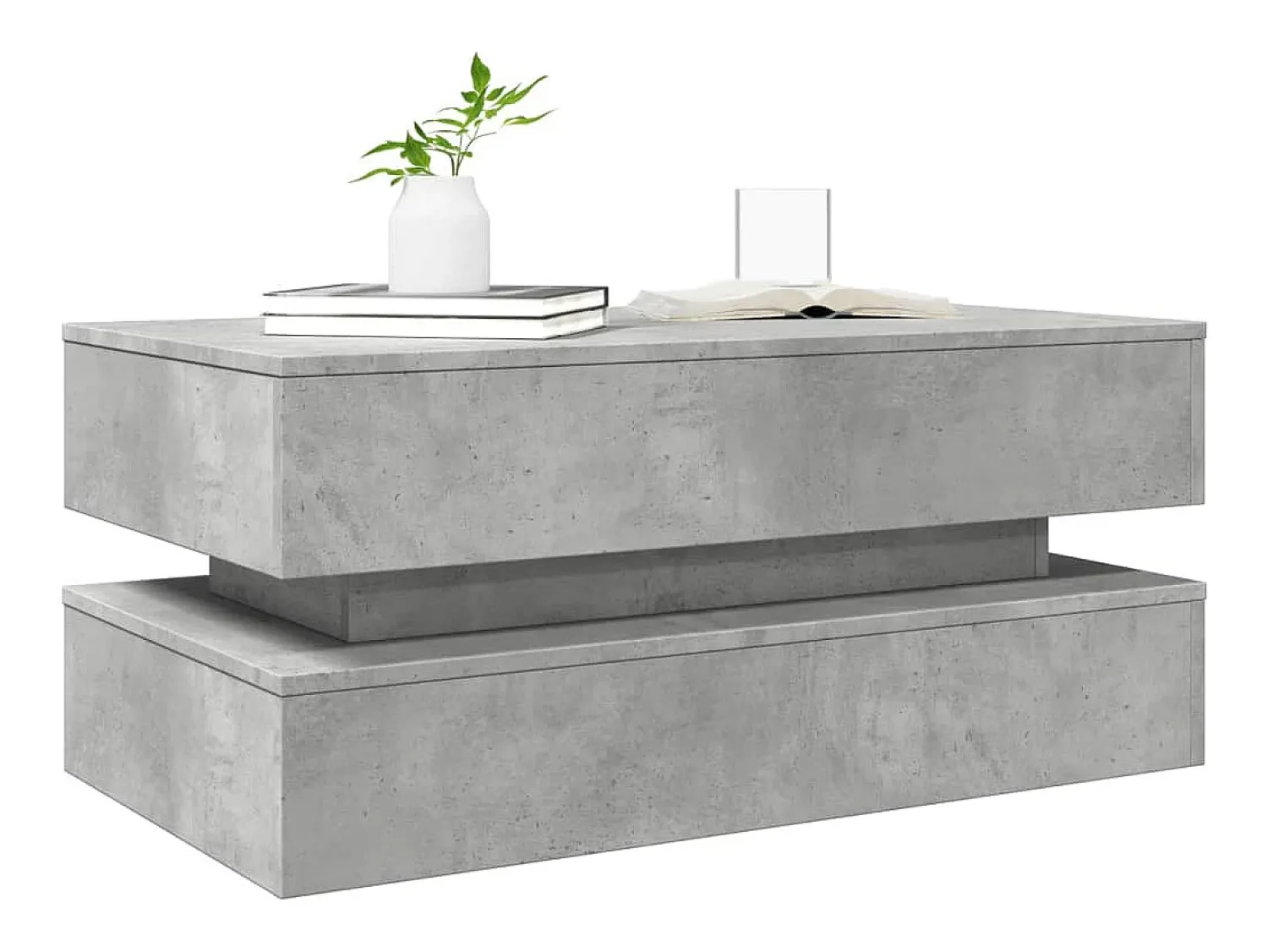 Sale vidaxl Mesa de centro com luzes LED 90x50x40 cm cimento Cinzento