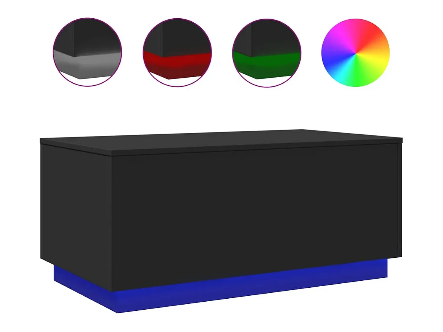 Mesa De Centro* Mesa de centro com luzes LED 90x50x40 cm PT893125 Preto