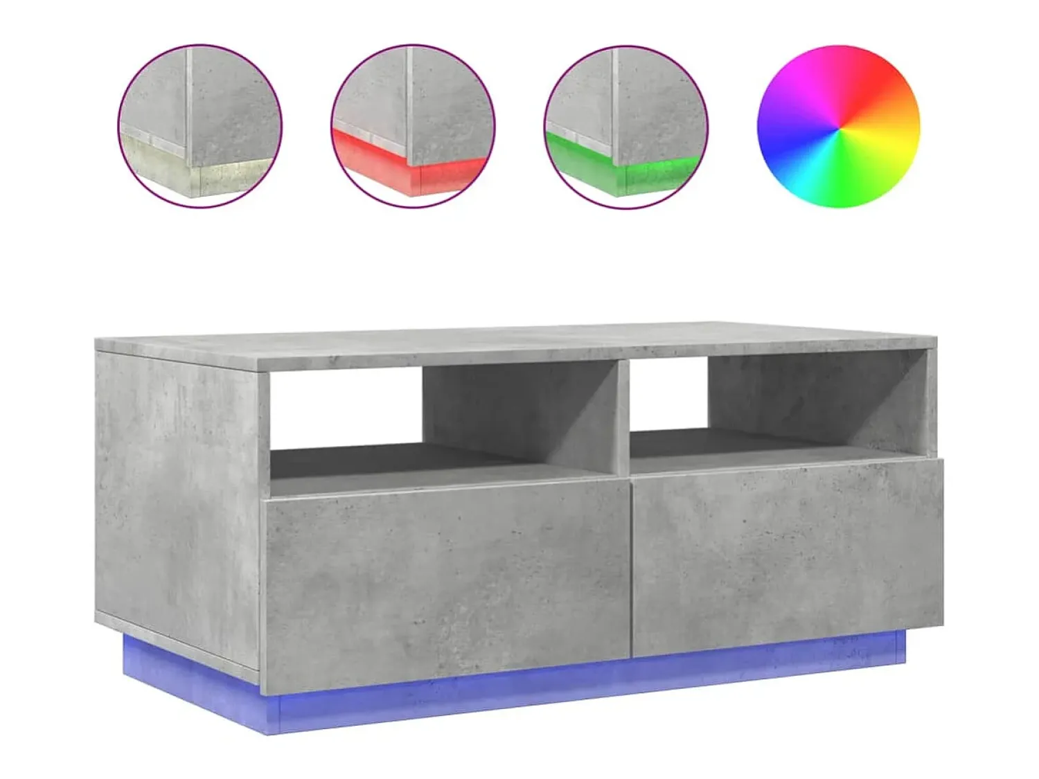 Clearance Mesa de centro com luzes LED 90x49x40 cm cimento PT739660 Cinzento