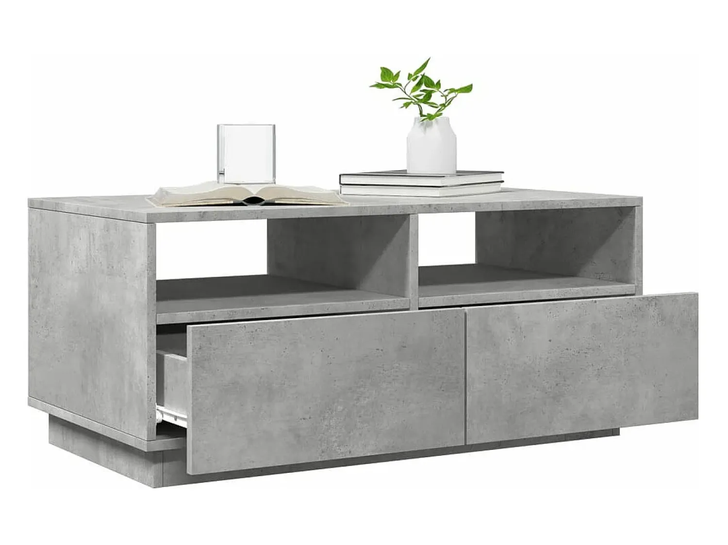 Clearance Mesa de centro com luzes LED 90x49x40 cm cimento PT739660 Cinzento