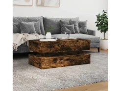 Mesa De Centro*vidaxl Mesa de centro com luzes LED 90x50x40 cm carvalho fumado Natural claro