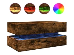 Mesa De Centro*vidaxl Mesa de centro com luzes LED 90x50x40 cm carvalho fumado Natural claro