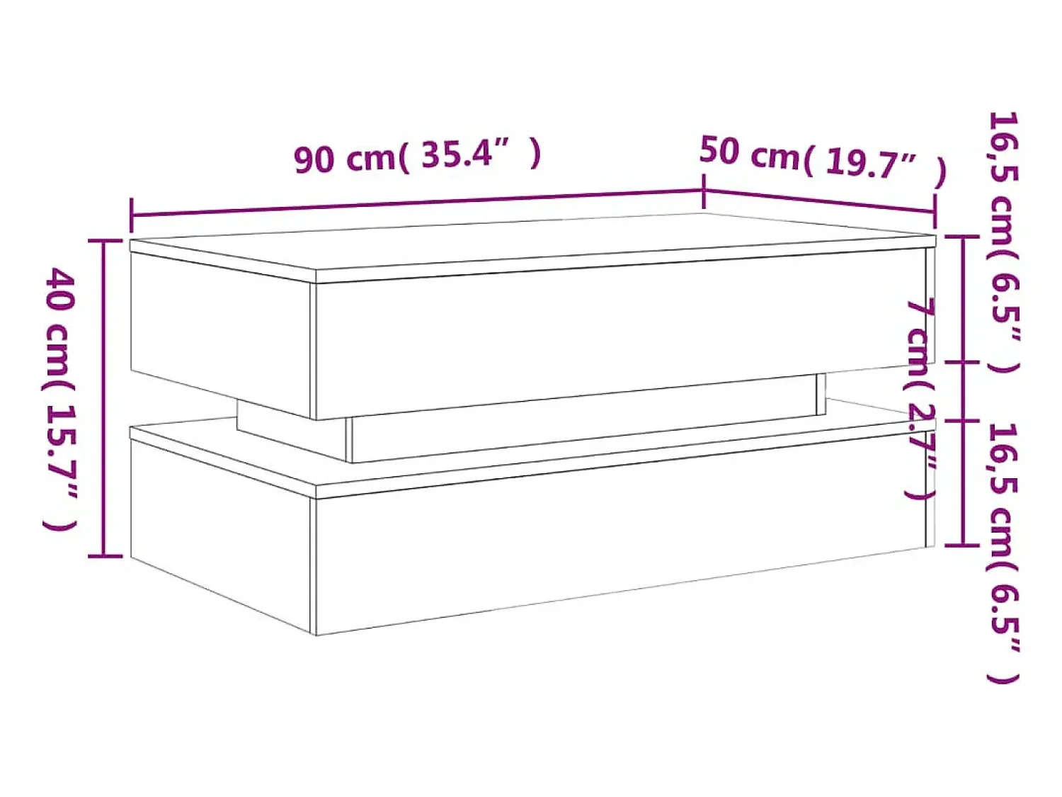 Mesa De Centro*vidaxl Mesa de centro com luzes LED 90x50x40 cm carvalho fumado Natural claro