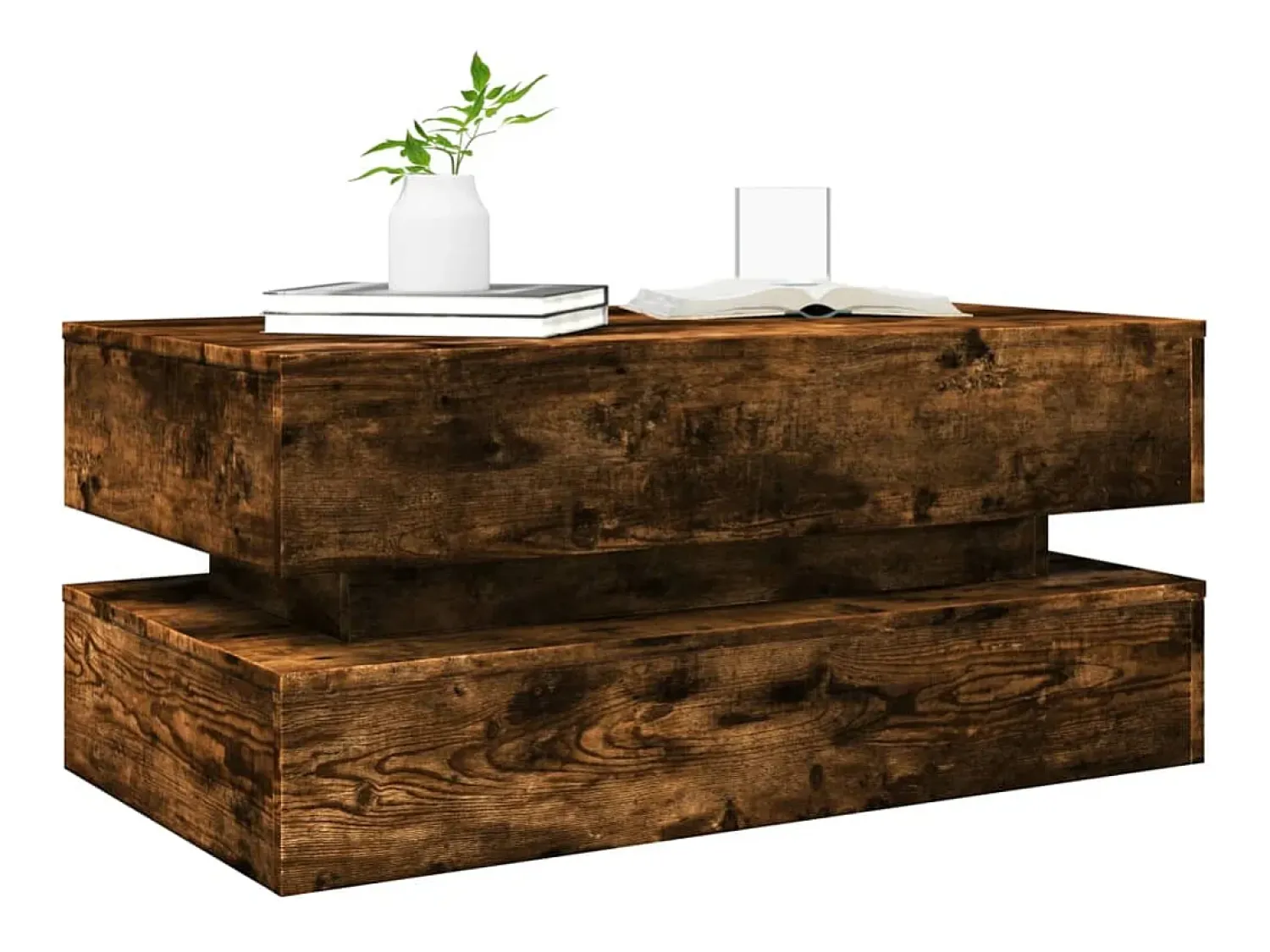 Mesa De Centro*vidaxl Mesa de centro com luzes LED 90x50x40 cm carvalho fumado Natural claro