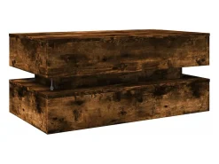 Mesa De Centro*vidaxl Mesa de centro com luzes LED 90x50x40 cm carvalho fumado Natural claro