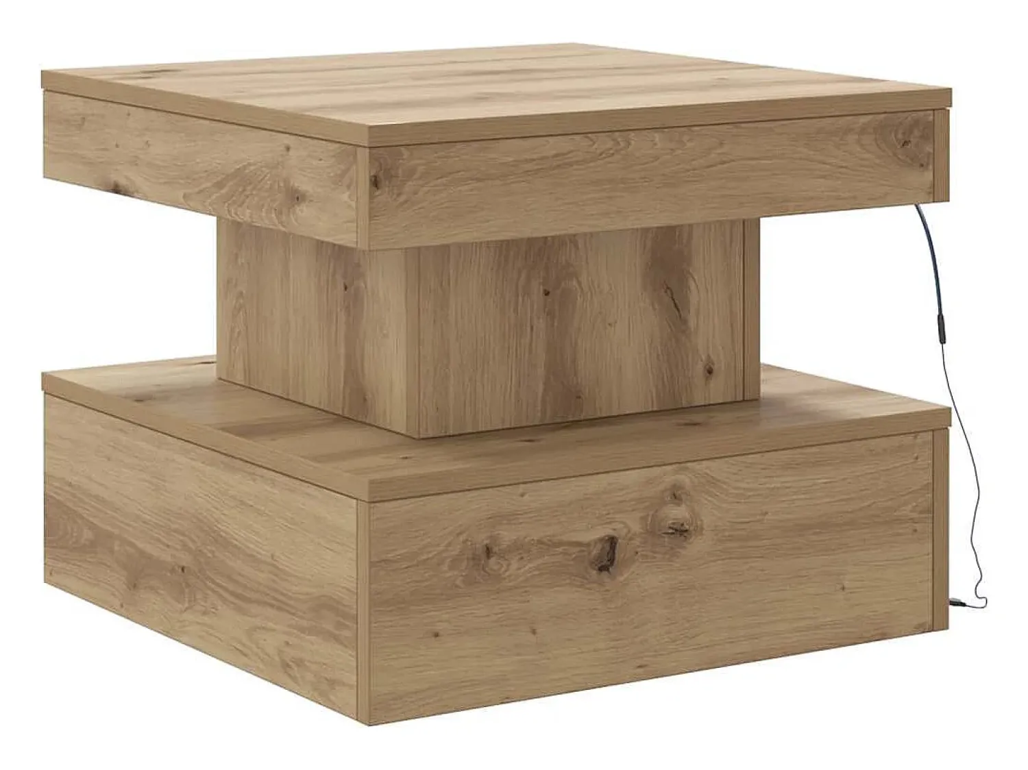 Mesa De Centro*vidaxl Mesa de centro com luzes LED 50x50x40 cm carvalho artisiano Castanho