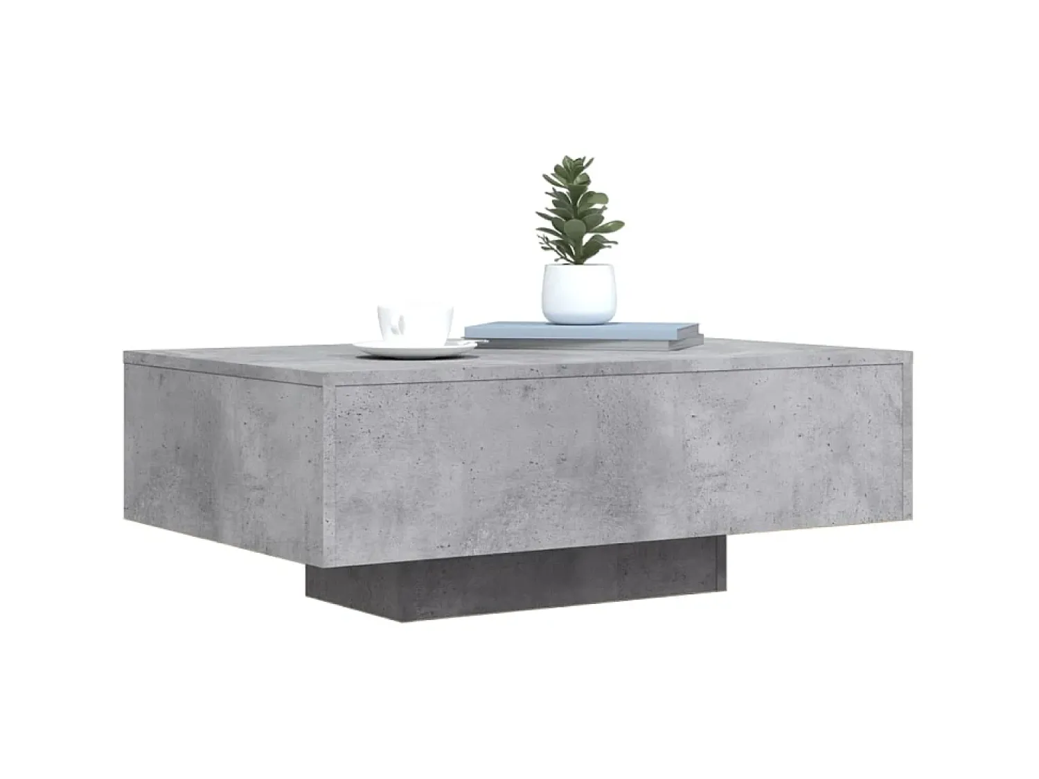 Mesa de centro com luzes LED 85x55x31 cm cimento PT473849^ Mesa De Centro