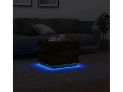 Mesa De Centro| Mesa de centro com luzes LED 50x50x40 cm carvalho fumado PT694785 Castanho