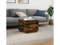Mesa De Centro| Mesa de centro com luzes LED 50x50x40 cm carvalho fumado PT694785 Castanho