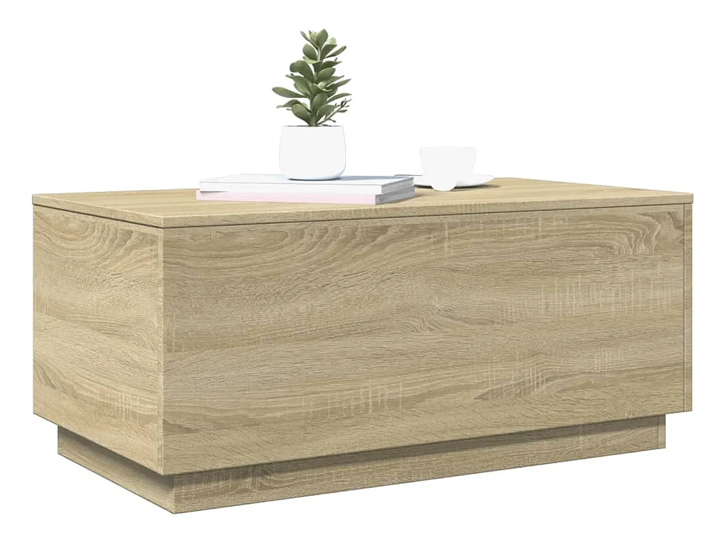 Online vidaxl Mesa de centro com luzes LED 90x50x40 cm carvalho sonoma Natural claro