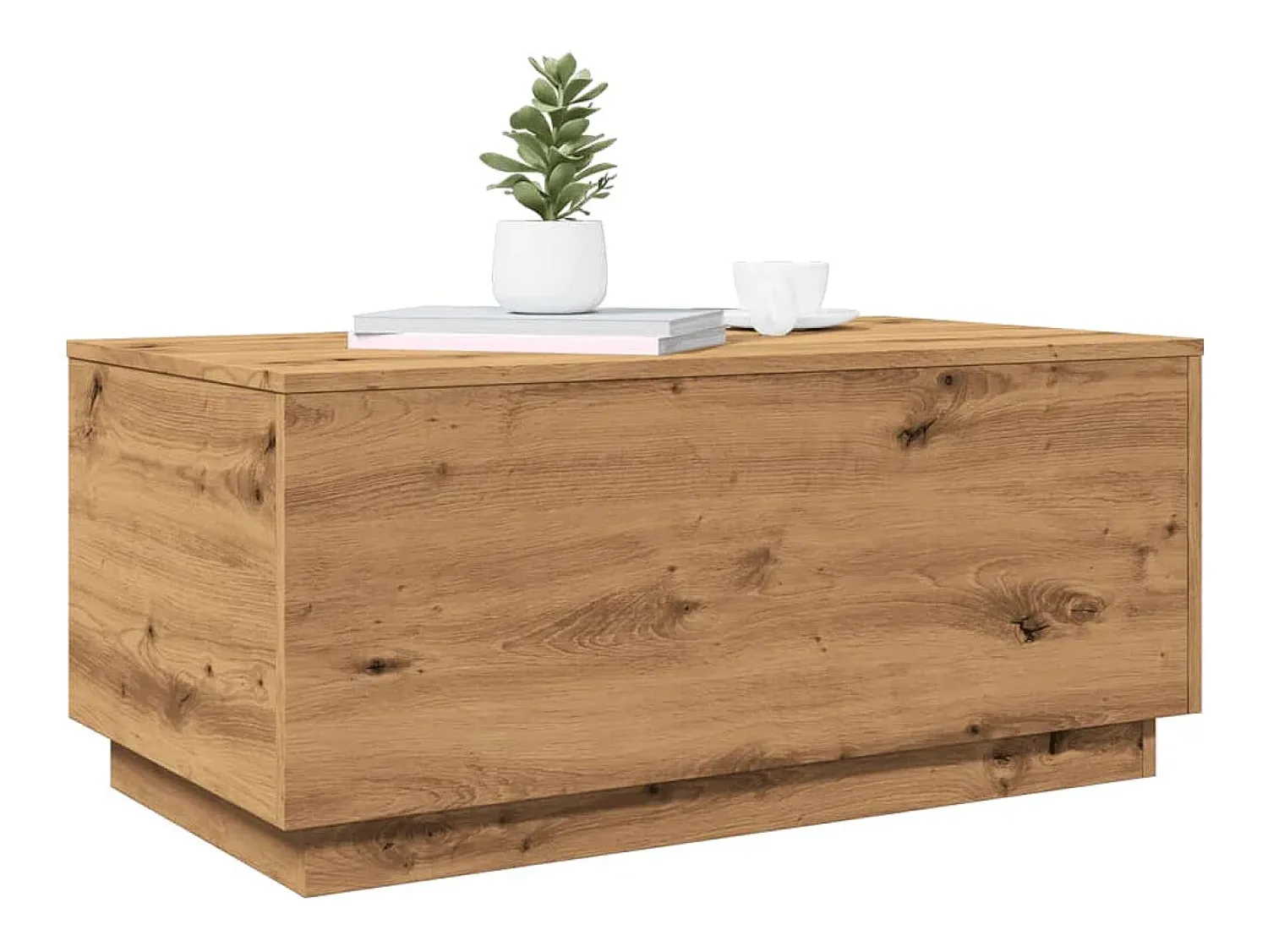 Mesa De Centro*vidaxl Mesa de centro com luzes LED 90x50x40 cm carvalho artisiano Natural claro