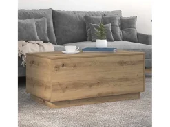 Mesa De Centro*vidaxl Mesa de centro com luzes LED 90x50x40 cm carvalho artisiano Natural claro