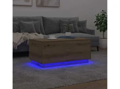 Mesa De Centro*vidaxl Mesa de centro com luzes LED 90x50x40 cm carvalho artisiano Natural claro