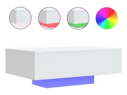 Mesa De Centro| Mesa de centro com luzes LED 85x55x31 cm PT547563 Branco