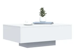 Mesa De Centro| Mesa de centro com luzes LED 85x55x31 cm PT547563 Branco
