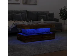 Best vidaxl Mesa de centro com luzes LED 90x50x40 cm madeira velha Castanho
